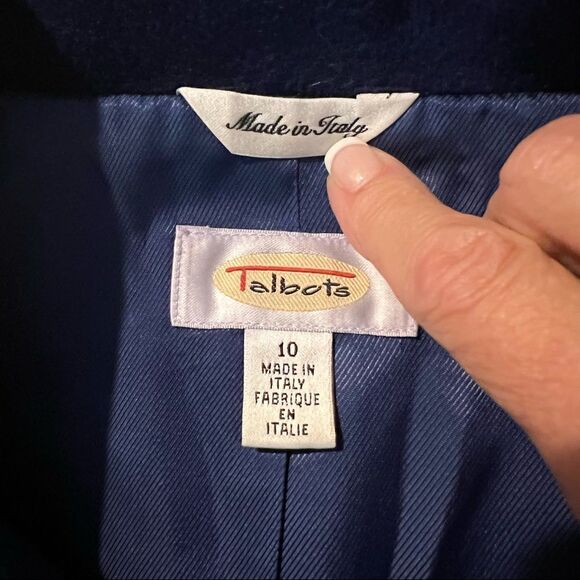 Talbots Navy blue Jacket Wool/Silk & Angora  Made in Italy size 10 - Picture 9 of 11